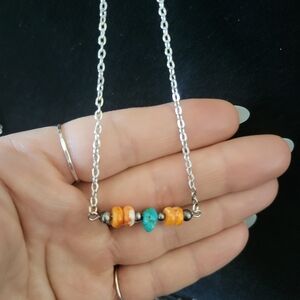 Turquoise And Spiny Oyster Bar Necklace